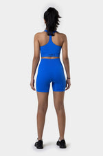 Blue Ribbed Zip Sport Bra