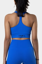 Blue Ribbed Zip Sport Bra